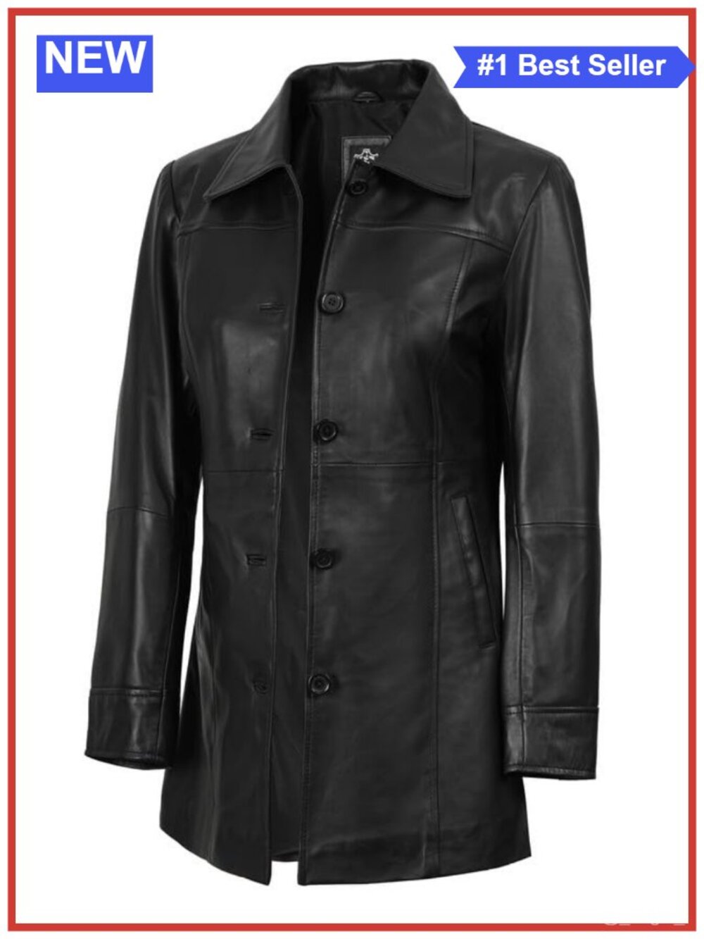Mid-Length Real Lambskin Leather Car Coat Women Vintage Long Jacket